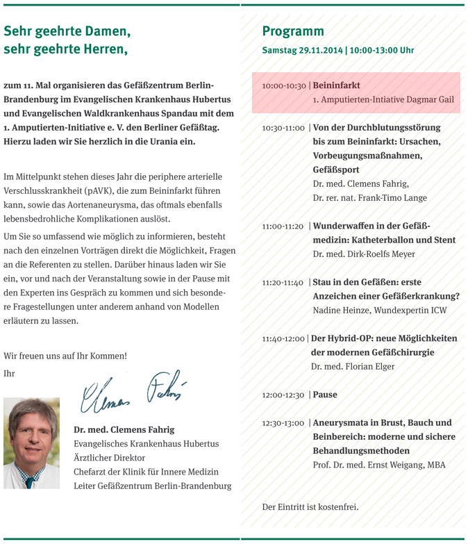 Samstag, 29.11.2014 - 11. Berliner Gefäßtag I Eintritt frei